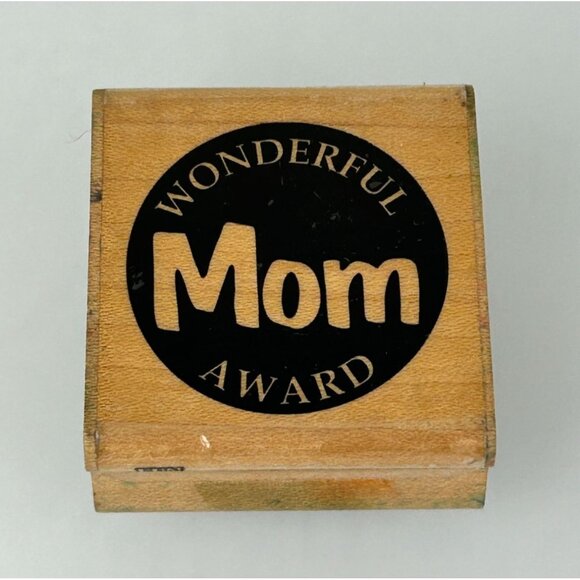 Wonderful Mom Award Rubber Stamp Vintage 90s Fun Stamps C93 Mother's Day Circle - Picture 7 of 7